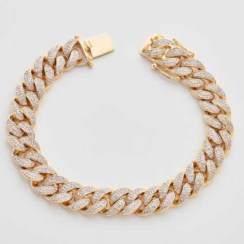 10KY 3.00CTW DIAMOND MIAMI CUBAN BRACELET - 8" - 12MM - 2ROWS